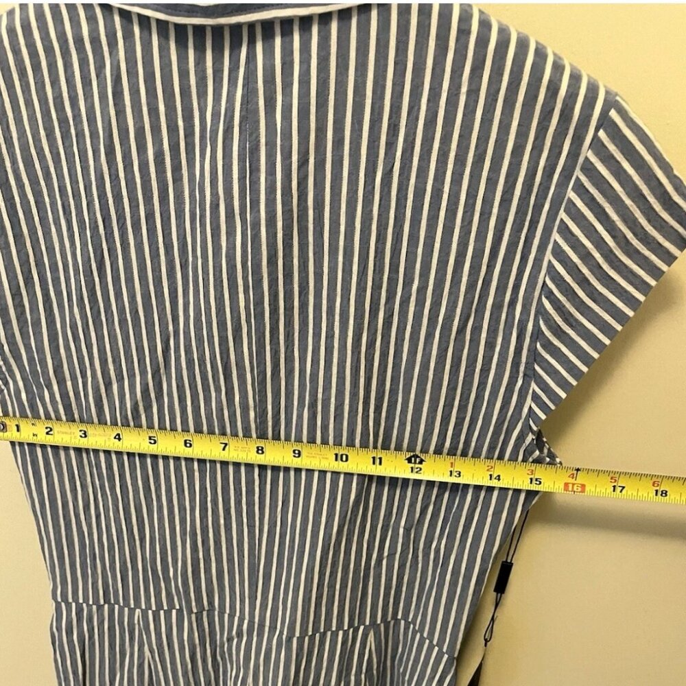 White House Black Market Blue Stripe Shirt Dress Size 2 NWT Button Front Summer - Picture 11 of 15